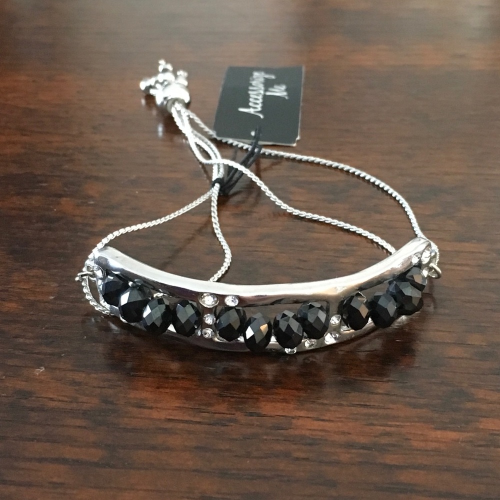 Adjustable Silver & Black Bracelet